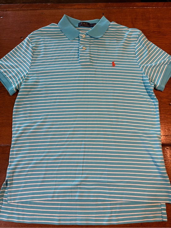Ralph Lauren Other - Ralph Lauren Men’s Aqua and White Striped Polo with Red Pony
